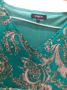 Chic Deep Green Paisley Tiered Dress