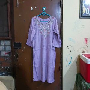 Embroidered Lavender Kurta Set