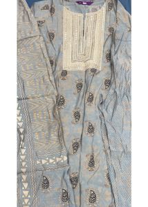 Elegant grey Paisley Print Kurta