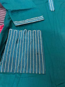 Teal Kurta with Silver Thread Work