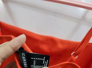 Vibrant Orange Square Neck Mini Dress