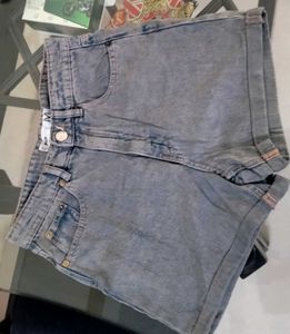 Grey Denim Shorts.