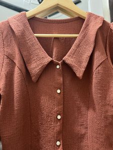 Chic Collared Puff Sleeve Top
