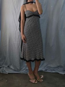 Floral Print Lace Trim Midi Dress