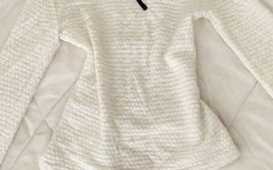 Tweed-knit long-sleeve top