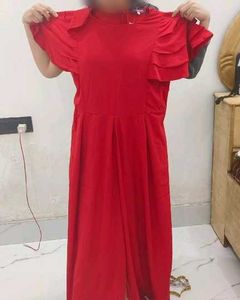 Red Ruffle Sleeve Jumpsuit