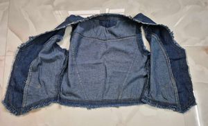 Denim Vest with Frayed Edges