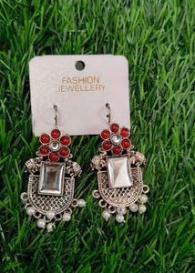 Ethnic Oxidized Silver Earrings