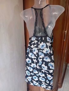 Floral Print Nightgown with Lace Trim