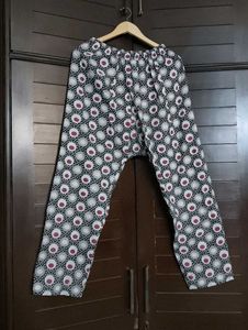 Black White Floral Print Kurta Set with Dupatta