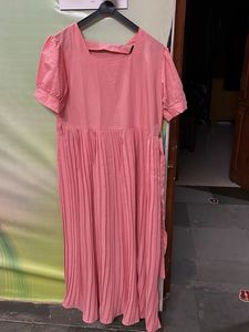 Pink Pleated Midi Dress