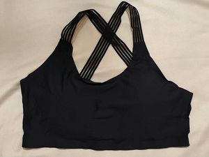 Padded Black Sports Bra with Criss-Cross Straps