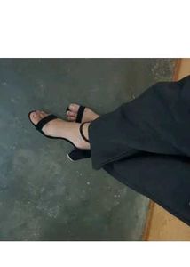 Black Block Heel Ankle Strap Sandals