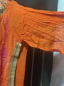 Stunning Orange Embroidered Kurta Set