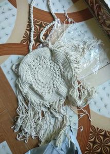 Handmade Crochet Fringe Bag