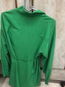 Vibrant Green Button-Up Midi Dress