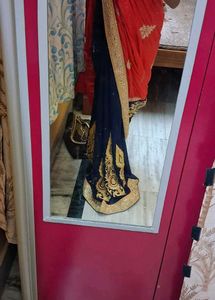 Stunning orange and Navy Blue Saree