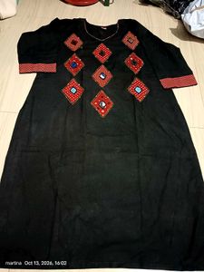 Stylish Black Kurta with Embellished Neckline