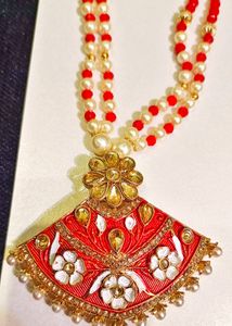 Beautiful Bridal Kundan Long Pendant Set