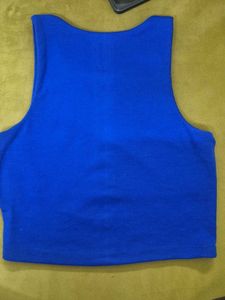 Vibrant Blue Ribbed Cropped Tank Top