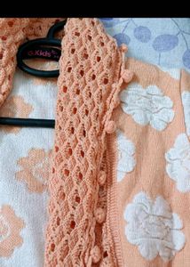 Peach Floral Crochet Cardigan