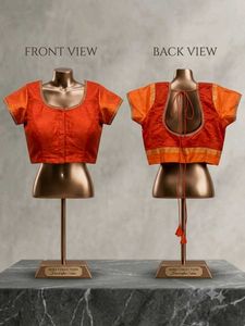 Rich Orange-Red with Gold Borders blouse