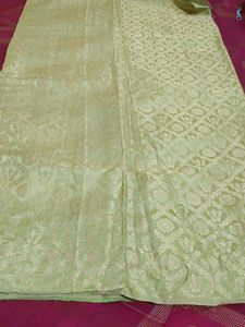 Elegant Pastel Green Banarasi Silk Saree