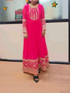 Vibrant Pink Embroidered Anarkali Gown