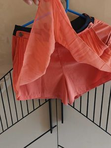 Cute Coral Pleated Skirt