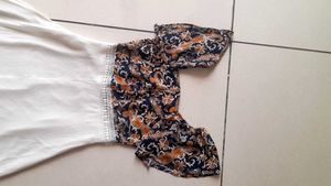 White Ethnic Gown with Print