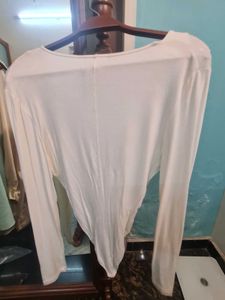 White Long Sleeve Twisted Bodysuit
