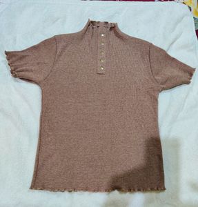 Coffee Colour Turtle Neck Top