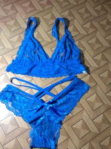 Blue Lace Lingerie Set