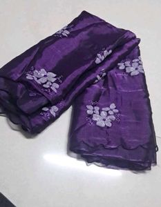 Beautiful Purple Saree with Embellishments