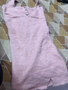 Chic Pink Fuzzy Halter dress