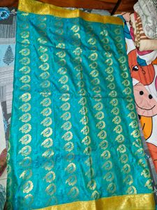 Stunning Teal Banarasi Silk Saree-only saree