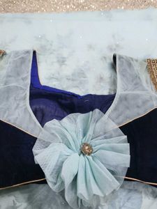 Embellished Light Blue saree with stiched blouse