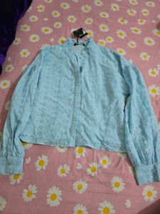 Light Blue Broderie Anglaise Top