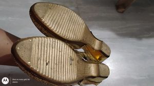 Sparkling Golden Embellished Flats