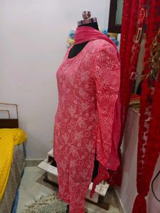 Pink Embroidered Kurta Set with Dupatta