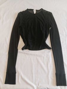 Zara Black Mesh Corset-Style Top