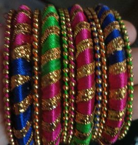 Silver and Multi Colour Bangle Set Of 2