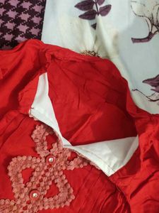 combo of 2 Red Embellished top and cartoon tshirt