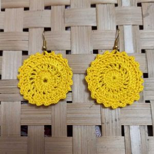 Handmade Yellow Crochet Earrings