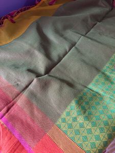 Vibrant Green Saree with Elephant Motif