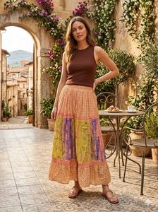 Boho Tiered Print Maxi Skirt