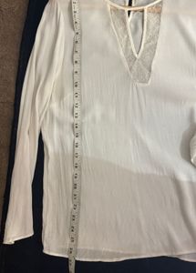 MANGO Elegant White Lace Details Top