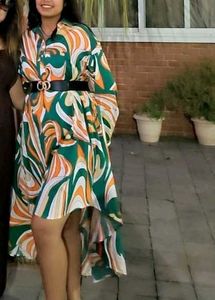 Chic Abstract Print Midi Dress