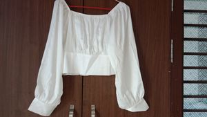 New Satin Balloon Crop Top