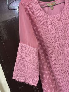 Elegant Pink Chikankari Kurta with palazzos